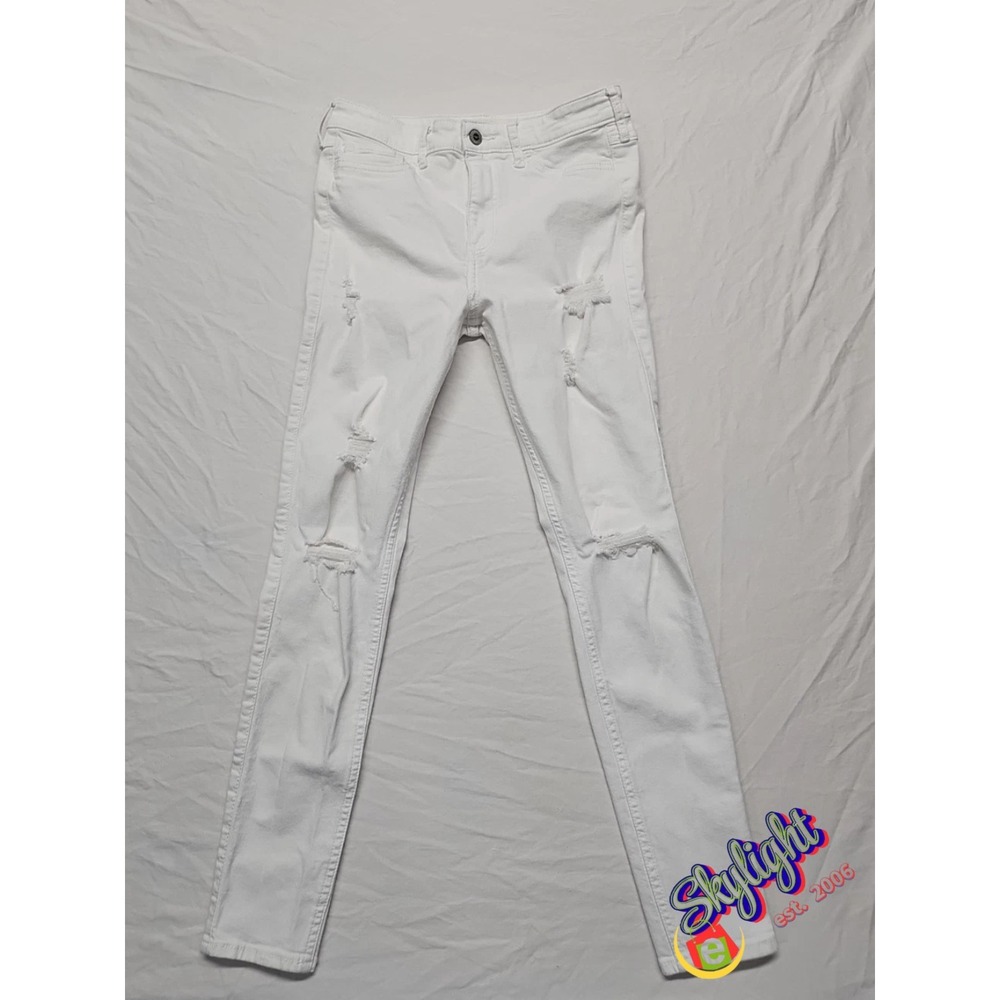 Hollister Womens White High Rise Super Skinny‎ Stretch Denim Jeans 7S Size 28x28